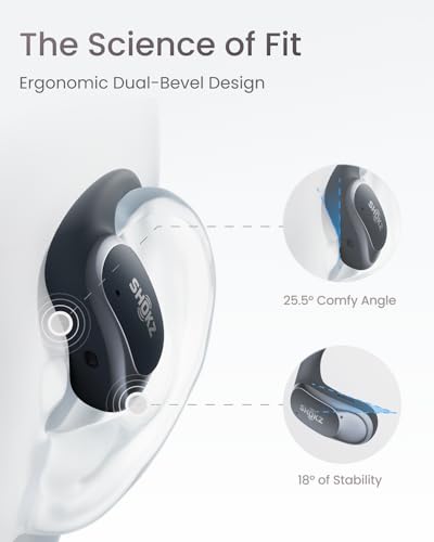 SHOKZ OpenFit Air - Open-Ear Headphones, True Wireless Earbuds, Water Resistant, Secure Earhooks for Daily Use, Black - color: Black