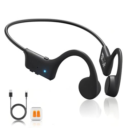 Bone Conduction Headphones, Open Ear Bluetooth 5.4 Sports Headphones with Mic, 12H Playtime Sweat Resistant Running Workout Headphones for Cycling, Gym, Hiking, Glasses Wearers