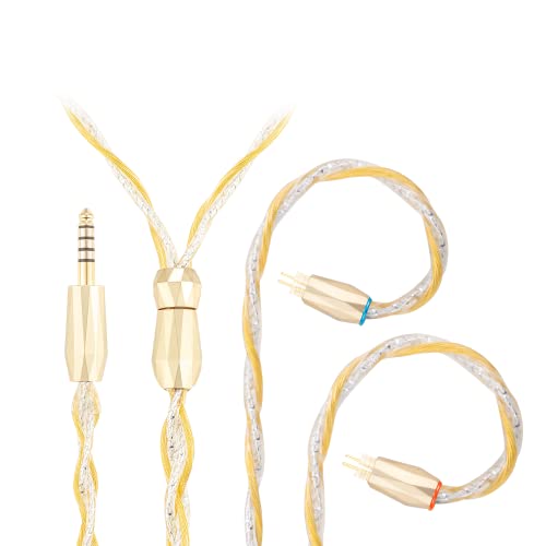 0.78mm 2-Pin 4.4mm Balanced Cable, 7N high Conductivity Copper, 6N Silver Coated OCC, 4.4mm with 2PIN, Compatible with Audeze iSINE10, iSINE20, 64 Audio U12t, U18t, Hi-Res Audio, Tangle-Free - size: 2PIN, style: 4.4mm Balanced