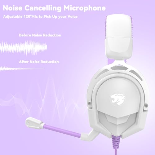 IMYB A88 Gaming Headset with Mic for Ps5, Pc, Xbox One Series X/s, Ps4, Switch, Stereo Wired Noise Cancelling Headphones with Microphone for Computer, Laptop, Mac, Nintendo, Games (Purple) - color: Purple