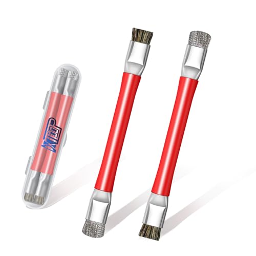 ESD Safe Anti-Static IC Cleaning Brush Tool -2Pcs Double Head Motherboard Hard Brush for IC Glue Removal,PCB Cleaning, Circuit Board Maintenance,Mobile Phone Repair - Red - color: red