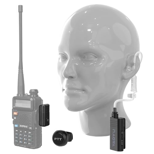 Wireless Headset with Clear Acoustic Tube Earpiece and 2 Pin Dongle,Walkie Talkie Headset with PTT Microphone for BaoFeng Kenwood Btech Radios & More(Not Compatible with Motorola/Midland)