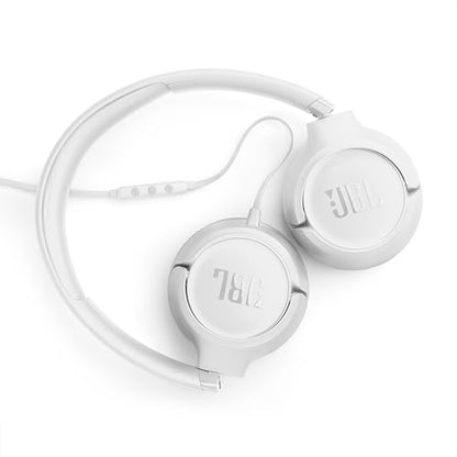 JBL Tune 530C - Wired On-Ear Headphones - White | JBL Pure Bass Sound, Hi-Res Audio, Wide compatibility, 3-button remote with microphone, Easy EQ presets - color: White