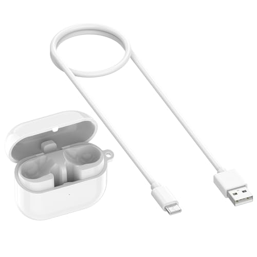 Charging Case for Samsung Galaxy Buds 3, Replacement Charger Case Dock Charging Box with USB C Cable for Galaxy Buds 3 (SM-R530) Earbuds (White) - color: White