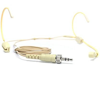 6028 Headset Headworn Microphone - 3.5mm Thread Screw Lock for Sennheiser Wireless Bodypack Transmitter – Beige Uni-Directional