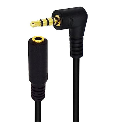 Coiled Stereo Audio Cable, 90 Degree 3.5mm 4 Pole TRRS Male to Female Spring Aux Adapter Translator Cable for Home/Car Stereo,Phone,Headset and More(M/F TRRS)