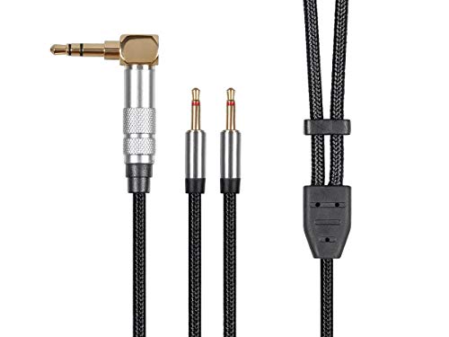 Monolith Dual 2.5mm to 3.5mm Headphone Cable - 6 Feet - Black With Braided Auxiliary Audio Cord Works With M1060, M1060C, M565, M565C Black/Silver