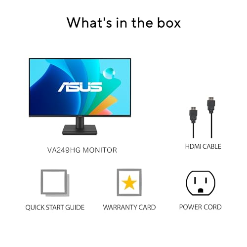 ASUS 24” (23.8-inch viewable) 1080P VA249HG Eye Care Monitor – IPS, Full HD, 99% sRGB, Frameless, 120Hz, Adaptive-Sync, 1ms, HDMI, VGA, Low Blue Light, Flicker Free, Wall Mountable, 3 yr Warranty - style: 24" 120Hz 99% sRGB