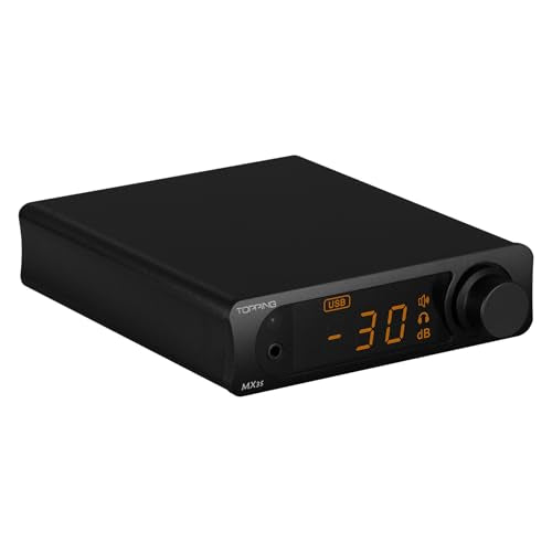 TOPPING MX3s Headphone Amplifier DAC with 62Wx2 Merus Class D, 700mW*2 Headphone Power, AK4377 Chip,and Support USB/Bluetooth/Opt/Coax/AUX Input (MX3S-Black)