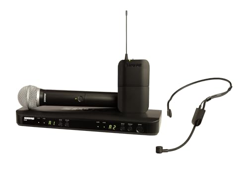 Shure BLX1288/P31 Wireless Microphone System - J11 Band | 14-hour battery and 300 ft UHF range with handheld and headset mics plus dual-channel receiver for live events - style: J11 Band (596-616 MHz)