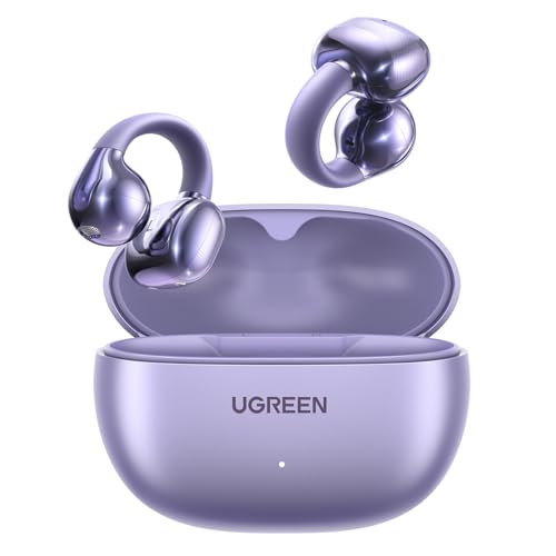 UGREEN HiTune S3 Open Ear Earbuds, Bluetooth 5.4, Clip on Earbuds, Purple | Lightweight, Comfort, Wireless Headphones ENC Clear Calls, 30H Playtime, IPX5 Waterproof, for Driving Running Workout Cycling - color: Purple