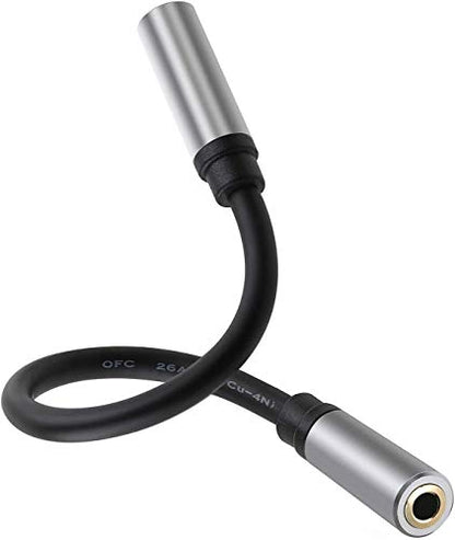 3.5mm Female to Female Adapter Cable TRS Stereo Audio AUX Connector Cod for Headphones, Car, HiFi - 15cm/6inch (Grey) - color: Grey