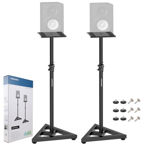 Vondynote Pair Studio Monitor Stands 32.6"-50.9" Base Floor Speaker Stands | Adjustable Height, Heavy Duty, Three Point Triangle Base, Floor Speaker Stands