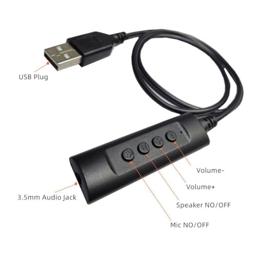 3.5mm to USB Sound Card Volumes Control Mics On OffButton Drive Not Need