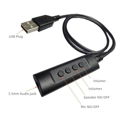 3.5mm to USB Sound Card Volumes Control Mics On OffButton Drive Not Need