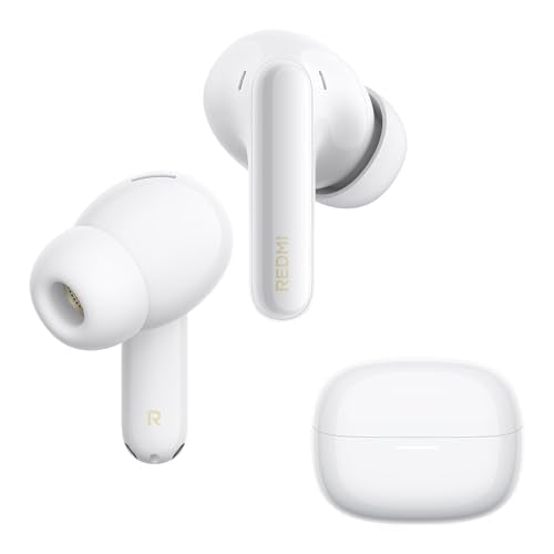 XIAOMI REDMI Buds 8 Pro Wireless Earbuds, White, Adaptive Noise Cancelling up to 55dB, Hi-Res Audio with LDAC, 35H Battery, Dolby Atmos, IP54, Bluetooth 5.4 - color: White
