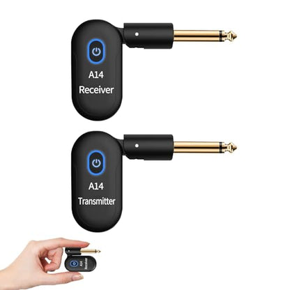 A14 Wireless Guitar System, 2.4GHz Rechargeable Transmitter Receiver, 24-bit 48KHz Audio, 100ft Range, Plug and Play, Compatible with Electric Guitar & Bass Accessories (1TX+1RX) - color: 1TX+1RX