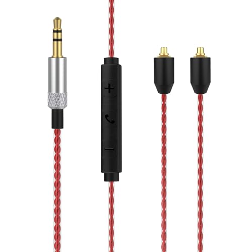 MMCX Cable with Mic Compatible with Shure SE215, SE215 Pro, SE315, SE425, SE535, SE846, AONIC 4, AONIC 5 Earphones for Calls, Voice Prompts, Volume/Playback Control on Apple & Android
