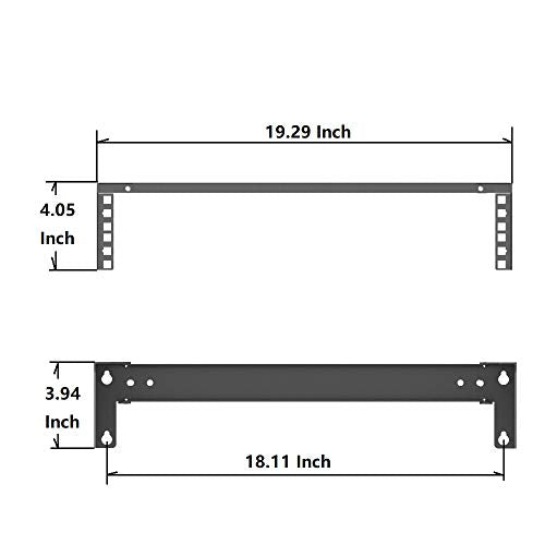 2U Steel Wall Mountable Simple Vertical Network Equipment Rack | Horizontal Under Desk Bracket for 19" Standard Network, AV, Studio Equipment Including Hardware for Assembly(2U) - size: 2U