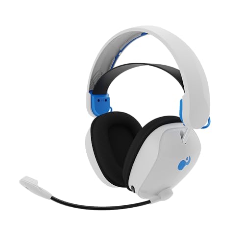 PDP Phantom Air Dual-Mode Wireless Gaming Headset for PlayStation: PS5, PS4, PC, Bluetooth Compatible, Rechargeable 35-Hour Battery, 50mm Drivers, On-ear Headphone Controls, Officially Licensed, White - color: White, style: PlayStation