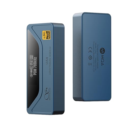 SHANLING UA4 Headphone Amplifier,Portable USB DAC AMP,Support MQA 16X,768kHz DSD512,High Driving Power for Android/iOS/Mac/Windows,dongle Volume Control,3.5/4.4mm up to 237mW@32Ω Output (Blue) - color: Blue