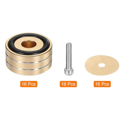 MECCANIXITY 8 Pcs Subwoofer Isolation Pad, 40x20mm Speaker Isolation Pad Feet Speaker Spikes Turntable Audio Studio Monitor Isolation Pad for Audio Equipment, M4 Screws Gold