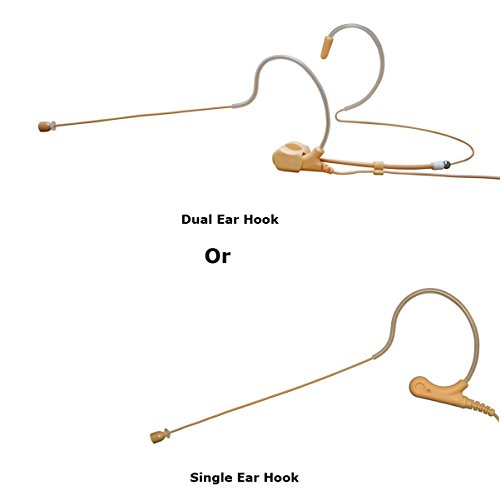U-Voice UVS70DTF-SH4 Earhook Headset Mic with Detachable Cable & Detachable Frame for Shure Wireless Microphone System - color: Tan with Frame