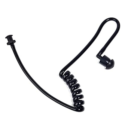 HYS Black Acoustic Tube Replacement Surveillance Acoustic Coil Tube Earbud Audio Kit with 1 Pair Medium Earmold for Two-Way Radio Headset/Earpiece