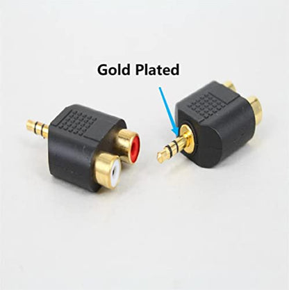 3.5mm Stereo to 2-RCA Splitter Audio Adapter Gold Plated 2pcs | 3.5mm TRS Male to Dual RCA Female Jack Y Plug Audio Converter