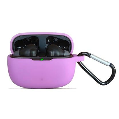 Silicone Case for JBL Vibe Beam 2, JBL Vibe Beam, JBL Vibe 200TWS True Wireless Headphones, Premium Shockproof Case Cover with Carabiner. (Purple) - color: Purple