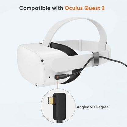16.4ft/5m 10Gbps USB 3.2 Gen2 Type-C Fiber Optic Extension Cable, Compatible with Quest 3/Quest 2 VR Headset, Gamimg PC, Lightweight, Flexible, 60W Fast Charging and Zero Interference