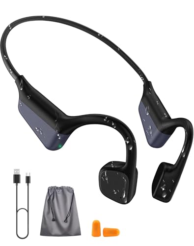Bone Conduction Headphones,Bluetooth 5.4 Open Ear Headset Black | Built-in Mic, 18H Playtime, 27g Ultra Lightweight, IPX6 Sweatproof, Ideal for Running, Cycling & Gym Workout - color: Black