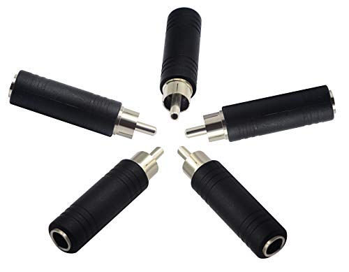 6.35mm to RCA Adapter RCA Male Plug to 6.35mm 1/4 Inch Mono Female Audio Mic Plug Adapter Jack Converterr (5 Pack)