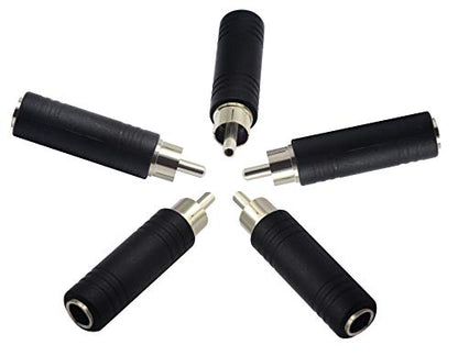 6.35mm to RCA Adapter RCA Male Plug to 6.35mm 1/4 Inch Mono Female Audio Mic Plug Adapter Jack Converterr (5 Pack)