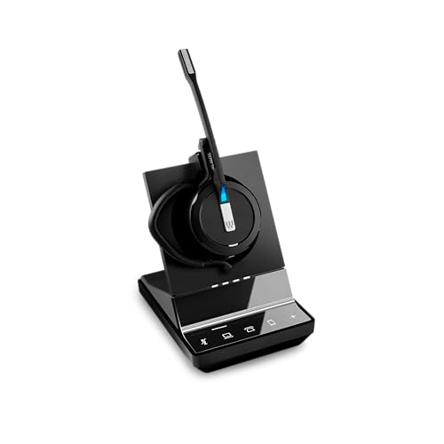 Sennheiser SDW 5016 (507016) Single-Sided Wireless DECT Headset for Desk Phone Softphone/PC& Mobile Phone Connection Dual Microphone Ultra Noise-Canceling, Black, 3 inches