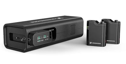 Sennheiser Pro Audio Profile Wireless 2-Channel All-in-One 2.4 GHz Clip-On & Handheld Microphone System | Includes Receiver, 2 Clip-On Microphones, Portable Charging Bar & Handheld Interview Mic | 2.4 GHz digital system with charging bar and internal reco