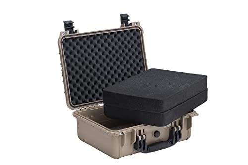 MEIJIA All Weather IP67 Waterproof Hard Camera Case,Hard Protective Case,Hard Case with Customizable Foam,Fit Use of Drones,Camera,Equipments,Pistols(Desert Tan,15.98x12.99x6.85inches) - color: Desert Tan, size: 15.98x12.99x6.85inches