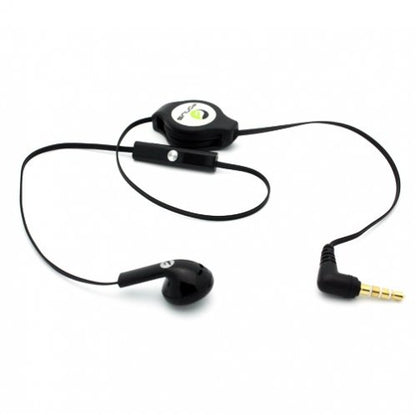 Black Retractable 3.5mm Mono Handsfree Headset Earphone Single Earbud with Microphone for Verizon Kyocera Hydro Elite C6750, Verizon LG VS890 Enact, Verizon LG G Pro Lite, Verizon LG G2