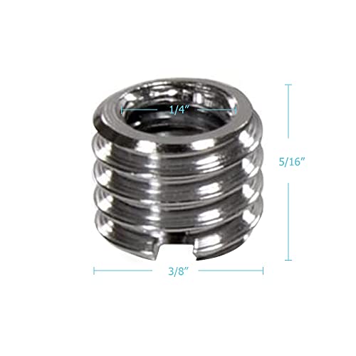 Foto&Tech Metal 1/4 inch to 3/8 inch Tripod Thread Adapter, Easy Mount Convert Screw Adapter for Tripod Monopod Ballhead, Reducer Bushing for Camera Video Equipment DSLR SLR Mic Boom Stand (10 Piece) - size: 10 Pieces