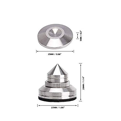 4 Sets Speaker Isolation Stand Feet, Stainless Steel Speaker Base Pads, Shockproof 28-32mm Adjustable Speaker Vibration Absorber Spike Cone Mats for Amplifier Turntable DAC Recorder CD (27x29x5MM) - size: 27x29x5MM