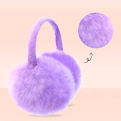 POXIMI Women Winter Earmuffs Girl Ski Adjustable Ear Covers for Kid Cute Bow Ear Warmer Outdoor Earmuff Fleece Lining - color: C-light Purple