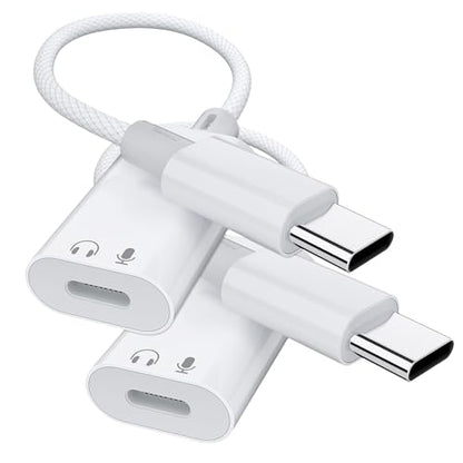 USB C to Lightning Headphone Audio Adapter, USB C Male to Lightning Female Earbuds Audio Adapter Compatible with iPhone 17/16/16e/15 Plus/Pro/Max, iPad Pro, iPad Air 6/5, MacBook (No Charge)[2 Pack] - color: 2Pcs-White