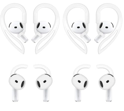 ALXCD Ear Hooks Compatible with AirPods 4 4th Gen, 2 Pair Anti-Slip Adjustable Soft Rubber Earhook, 2 Pairs Silicon Ear Tips Hook, Compatible with AirPods 4 2+2 Pairs 615 White - color: White