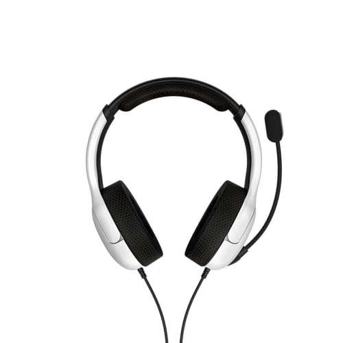 PDP AIRLITE Wired Stereo Gaming Headset, Officially Licensed by Sony PlayStation 5, PS5/PS4/PS3/PC, Lightweight Durable Headphones, 3.5mm audio jack, Noise-canceling Flip-to-Mute Mic, Frost White - color: Frost White, style: Wired