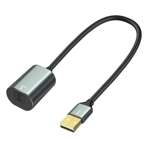 MEIRIYFA USB to Toslink Optical Audio Adapter, USB A 2.0 Male to SPDIF Port Digital Fiber Optic Converter Cable for Laptop Computer PC PS5/PS4-0.35M/1.15Ft