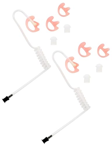 commountain Clear Acoustic Tube for Two Way Radio Earpiece and Headset | Fit Right Ear, 2 Pack, Compatible with Motorola Earpiece and More, Skin Friendly & UV Resistant TPU Coil Tube - size: For Right Ear