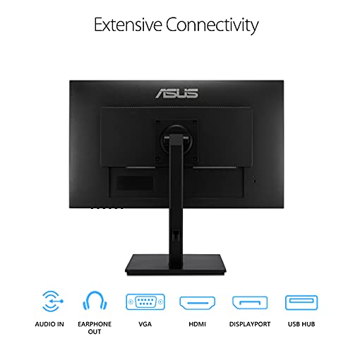 ASUS 24”1080P Monitor(VA24DQSB)-Full HD,IPS,75Hz,Speakers Adaptive-Sync Low Blue Light Flicker Free VESA Mountable Frameless, HDMI DisplayPort, VGA, USB hub Height Adjustable, Black,12.8"x21.3"x2.1" - style: IPS 75Hz Height Adjustable