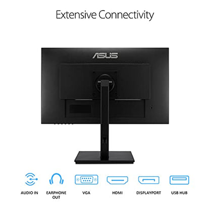ASUS 24”1080P Monitor(VA24DQSB)-Full HD,IPS,75Hz,Speakers Adaptive-Sync Low Blue Light Flicker Free VESA Mountable Frameless, HDMI DisplayPort, VGA, USB hub Height Adjustable, Black,12.8"x21.3"x2.1" - style: IPS 75Hz Height Adjustable
