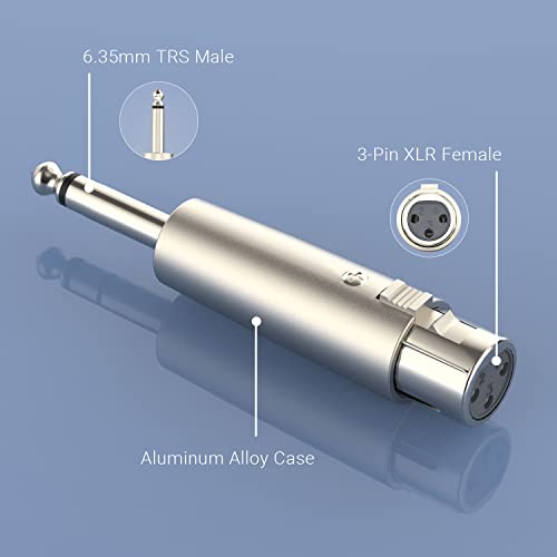 Cubilux Unbalance XLR Female to 1/4” TS Male Converter, XLR to 6.35mm(Quarter Inch) TS Mono Adapter for Guitar, Keyboard, Drum, Microphone, Power Amplifier, Mixer, Karaoke System, Speaker, 2-Pack - color: TS Male to XLR Female, 2-Pack