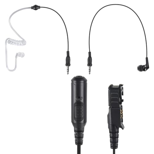 Walkie Talkie Earpiece with Mic Ear Piece PTT Microphone Headset for Motorola XPR 3300e 3500e 3500 3300 2-Way Radios (in Ear Earbuds, to 3.5mm Aux Earphone)